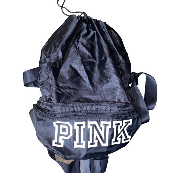 Victoria's Secret PINK Convertible Backpack/Fanny Pack Black/White - Picture 3 of 9